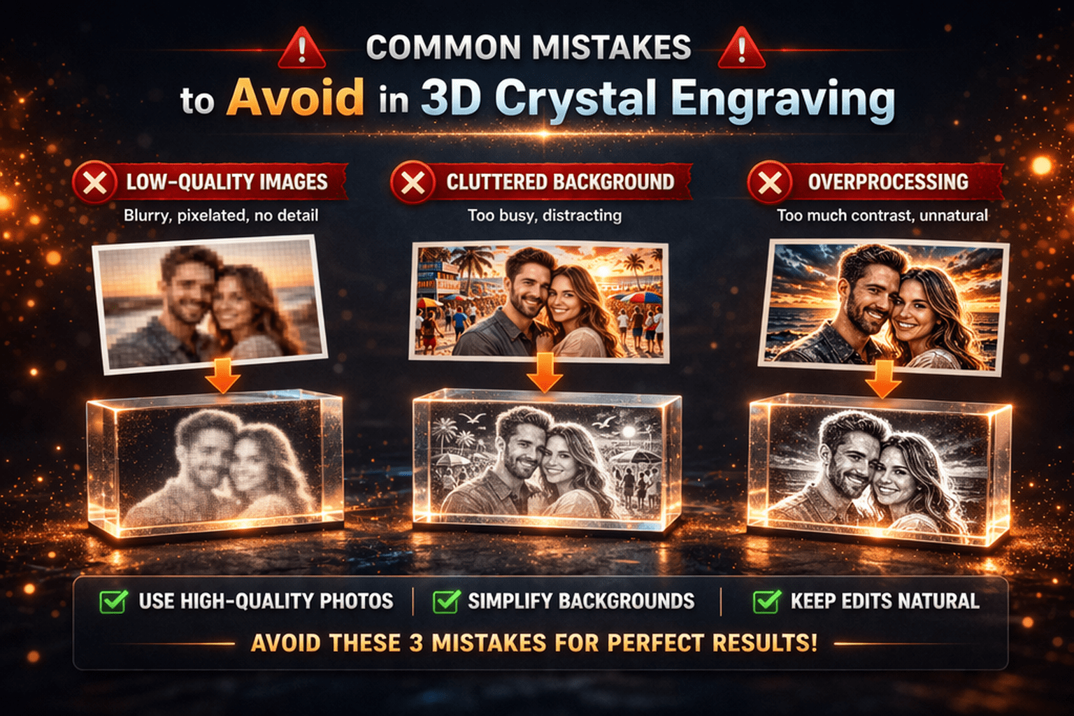 3D crystal engraving mistakes