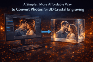 3D crystal engraving software converting a photo into a crystal engraving using CrystalMe3D Pro